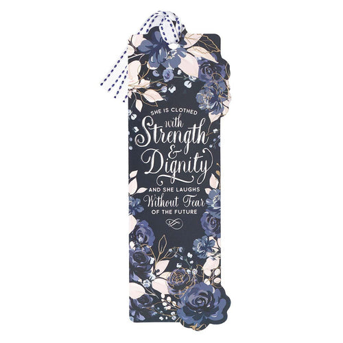 Premium Cardstock Bookmark - Blue Roses Strength & Dignity