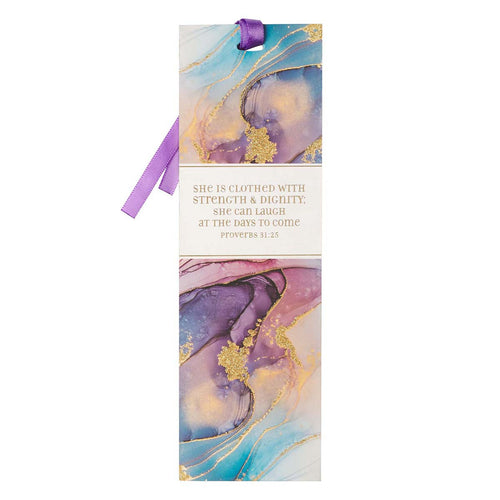 Marbled Premium Bookmark - Strength & Dignity Purple