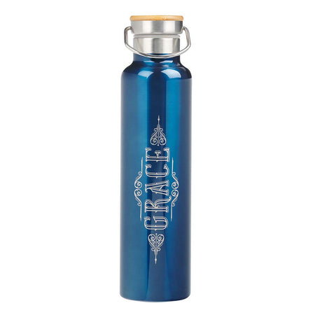 It Is Well Glass Water Bottle in Royal Blue