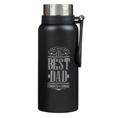 Stainless Steel Water Bottle - The World's Best Dad Joshua 1:9