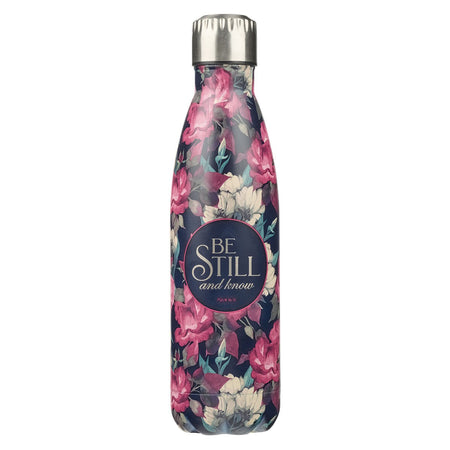 Strength and Dignity Pink Rose Stainless Steel Water Bottle - Proverbs 31:25