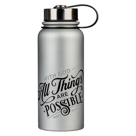 Strength and Dignity Pink Rose Stainless Steel Water Bottle - Proverbs 31:25