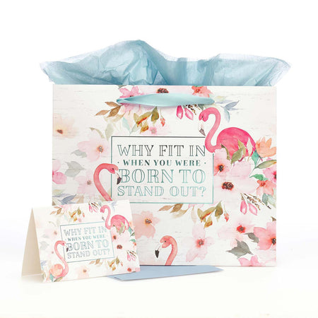The Faithful Will Abound With Blessing Plum Rose Large Landscape Gift Bag Set with Card - Proverbs 28:20