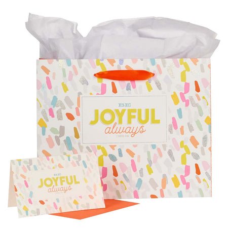 Be Joyful Always Yellow Floral Portrait Gift Bag with Card – 1 Thessalonians 5:16