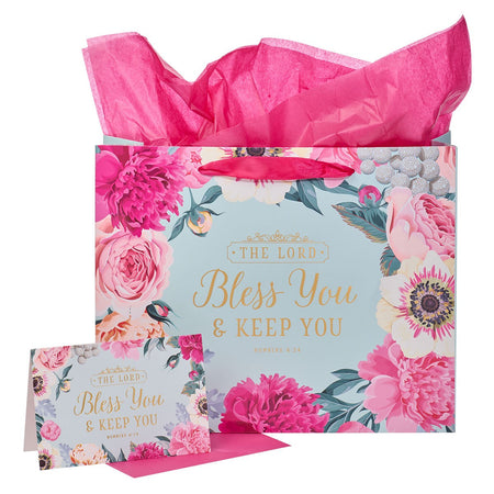 Faith Bee Green Large Landscape Gift Bag with Card Set - Romans 5:1