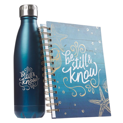 Water Bottle & Journal Gift Set - Be Still & Know