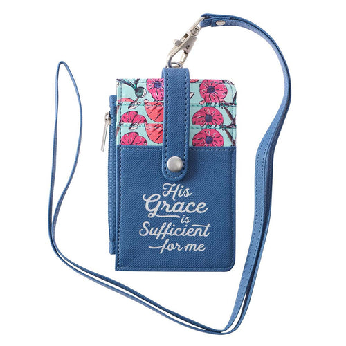 Faux Leather ID Card Holder - His Grace is Sufficient
