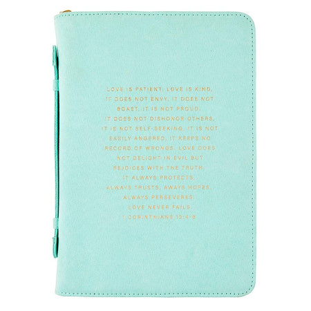 Faux Leather Fashion Bible Cover - Blessed Light Blue Luke 1:45