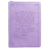 I Know the Plans Zippered Classic LuxLeather Journal in Lilac - Jeremiah 29:11