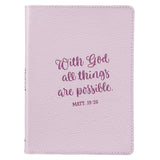 With God All Things Are Possible Handy-sized Full Grain Leather Journal - Matthew 19:26