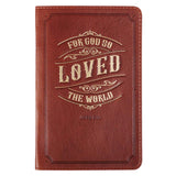 God so Love the World Medium Brown Handy-sized Full Grain Leather Journal - John 3:16