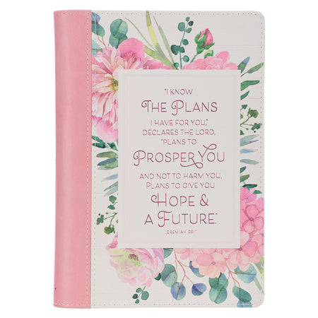 Through Him Purple Floral Faux Leather Classic Journal with Zippered Closure - Philippians 4:13
