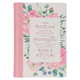 The Plans Pink Bouquet Faux Leather Classic Journal with Zippered Closure - Jeremiah 29:11