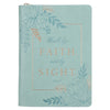 Walk By Faith Teal Floral Faux Leather Journal with Zipper Closure - 2 Corinthians 5:7