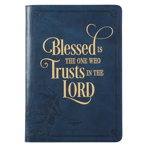 Blessed Is The One Navy Faux Leather Classic Journal - Jeremiah 17:7