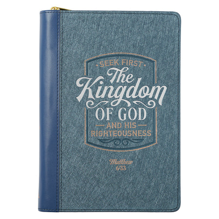 Rejoice Teal Floral Faux Leather Classic Journal with Zippered Closure - Philippians 4:6