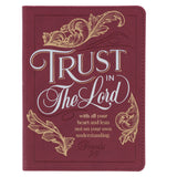 Trust in the LORD Golden Leaf Burgundy Faux Leather Handy-size Journal - Proverbs 3:5