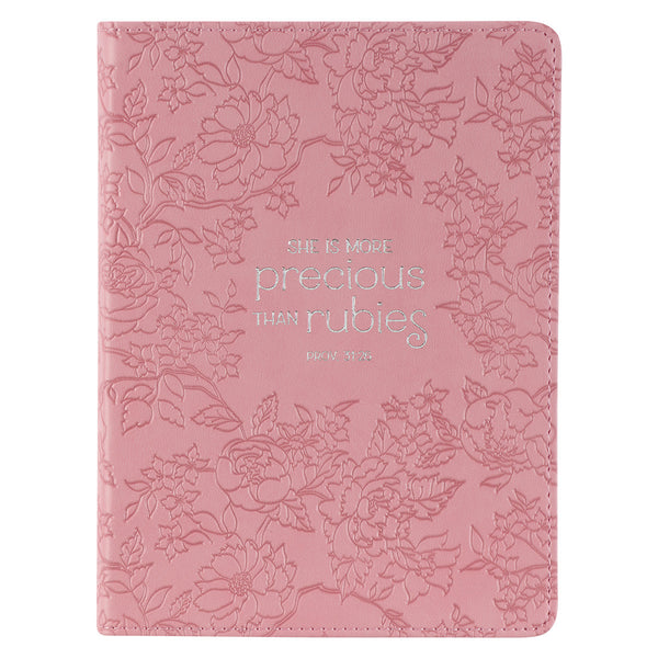 More Precious than Rubies Strawberry Pink Handy-sized Faux Leather Journal - Proverbs 31:26