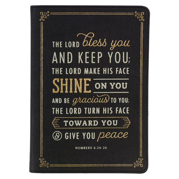 Bless You and Keep You Black Faux Leather Classic Journal - Numbers 6:24-26
