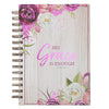 His Grace is Enough Large Wirebound Journal in Pink Plums - 2 Corinthians 12:9
