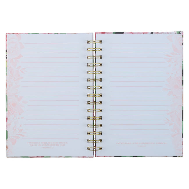 Perfect Gift Pink Rose Large Wirebound Journal - James 1:17