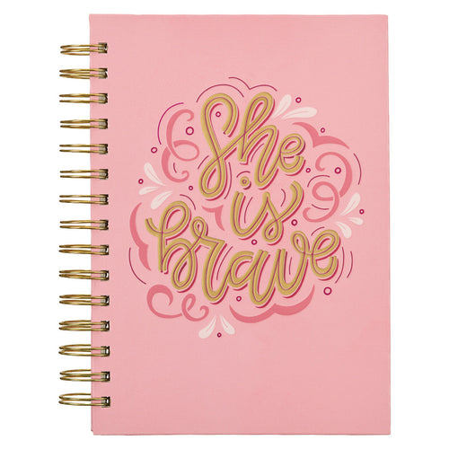She is Brave Pink Wirebound Journal