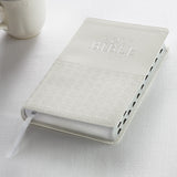 White Faux Leather King James Version Deluxe Gift Bible with Thumb-index