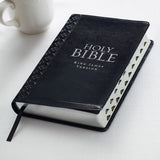 Black Faux Leather King James Version Deluxe Gift Bible with Thumb Index