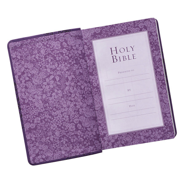 Purple Floral Faux Leather Giant Print King James Version Bible