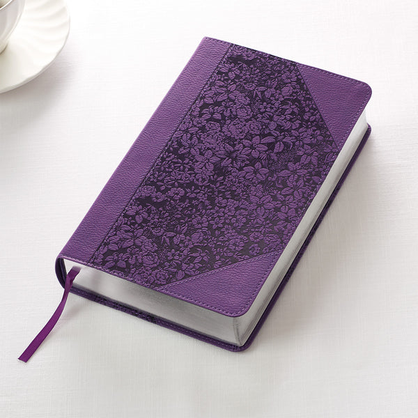 Purple Floral Faux Leather Giant Print King James Version Bible
