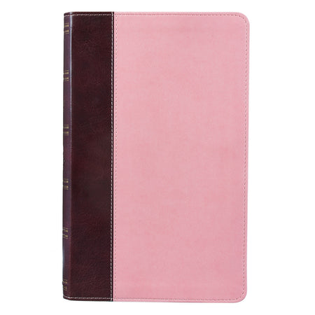 Pink and Gray Faux Leather Super Giant Print Full-size KJV Bible with Thumb Index
