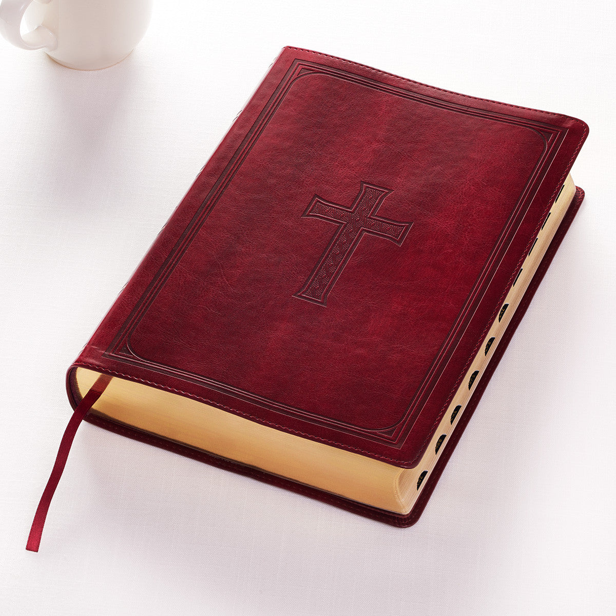 Burgundy Faux Leather Super Giant Print King James Version Bible – KI GIFTS