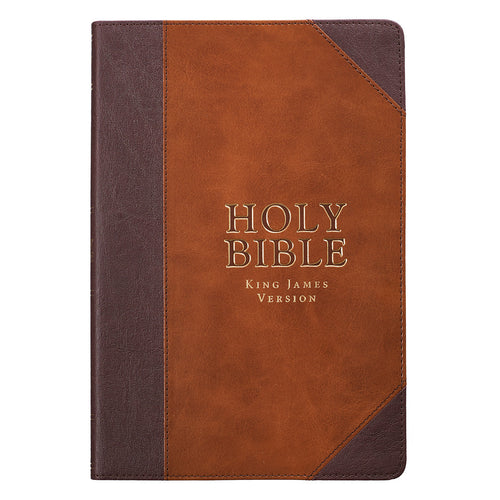 Brown Faux Leather Half-bound Large Print Thinline KJV Bible
