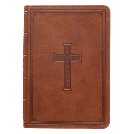 Toffee and Burgundy Faux Leather Hardcover King James Version Study Bible with Thumb Index