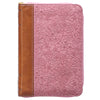 Pink and Toffee Brown Faux Leather Compact KJV Bible with Zippered Closure