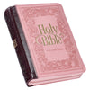 Burgundy and Pink Floral Faux Leather Compact KJV Bible with Zippered Closure