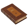 Saddle Tan and Toffee Framed Inlay Faux Leather Giant Print Standard-size KJV Bible with Thumb Indexing