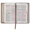 Saddle Tan and Toffee Framed Inlay Faux Leather Giant Print Standard-size KJV Bible with Thumb Indexing