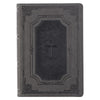 Black with Gray Inlay Faux Leather Super Giant Print King James Version Bible with Thumb Index and Zippered Closure
