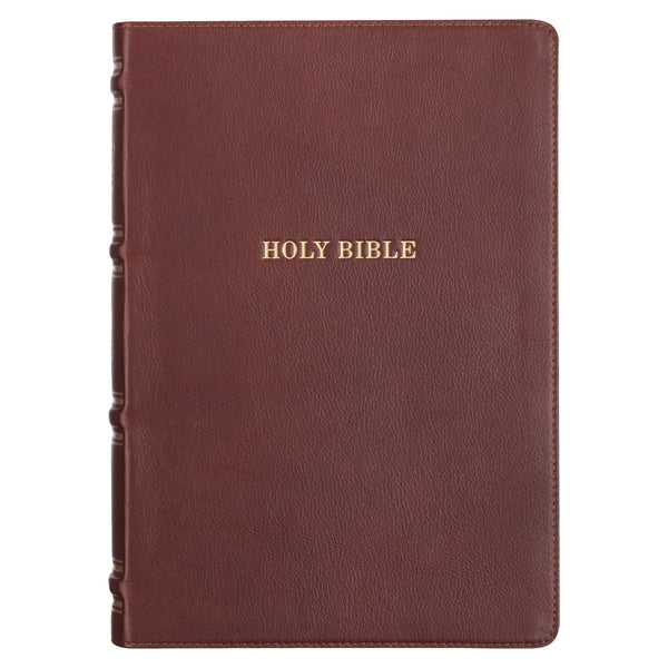 Saddle Tan Full Grain Leather King James Version Study Bible with Thumb Index