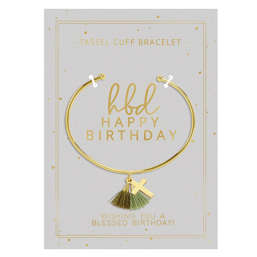 Happy Birthday Tassel Cuff Bracelet