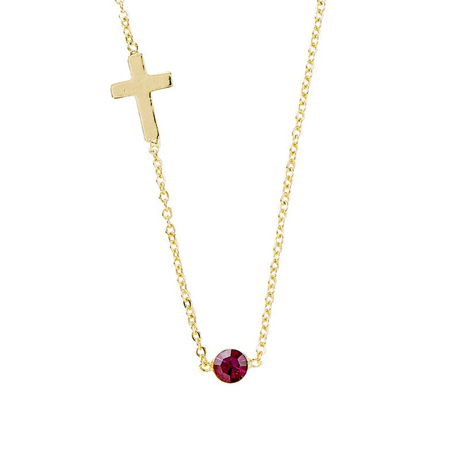 Cross Necklace - Amethyst