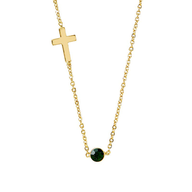 Cross Necklace - Emerald