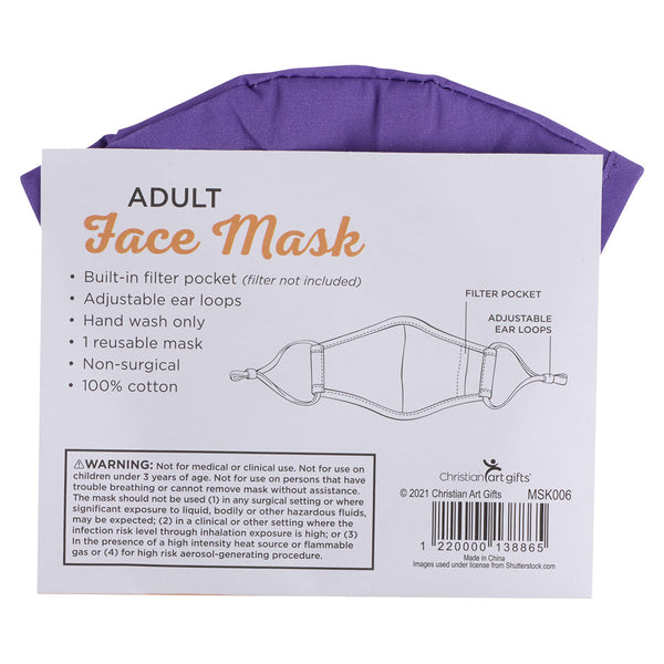Trust in the LORD Reusable Purple Cotton Face Mask - Proverbs 3:5