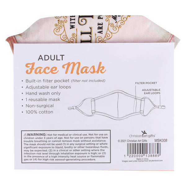 All Things Are Possible Reusable Floral Cotton Face Mask - Matthew 19:26