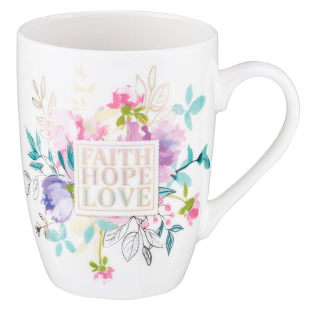 Be Still & Know Purple Floral Ceramic Coffee Mug with Spoon - Psalm 46:10