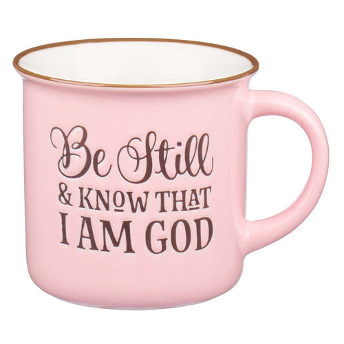 Be Still and Know Pink Camp Style Coffee Mug - Psalm 46:10