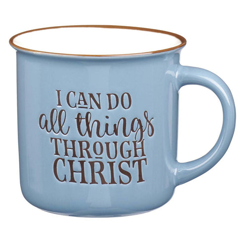 I Can Do All Thing Through Christ Blue Camp Style Coffee Mug - Philippians 4:13