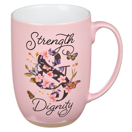 Strength & Dignity Purple Floral Ceramic Coffee Mug - Proverbs 31:25