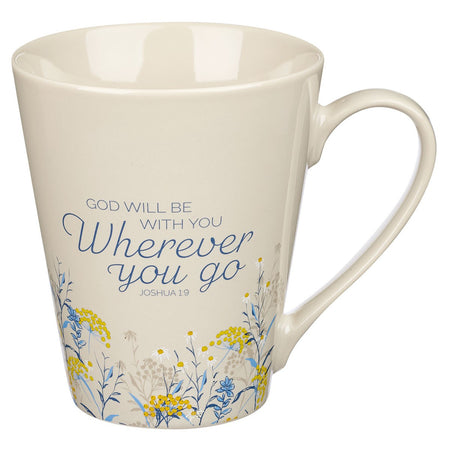 Give Thanks to the LORD White and Gold Ceramic Coffee Mug - Psalm 106:1